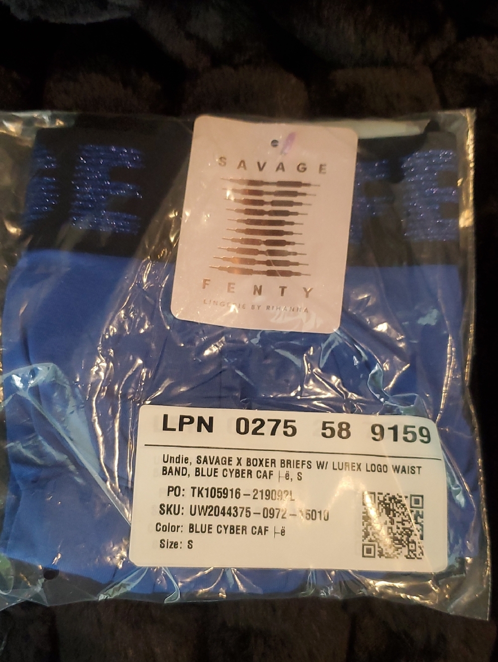 Savage X Fenty Men’s Blue Cyber Boxer Briefs with Lurex Waistband